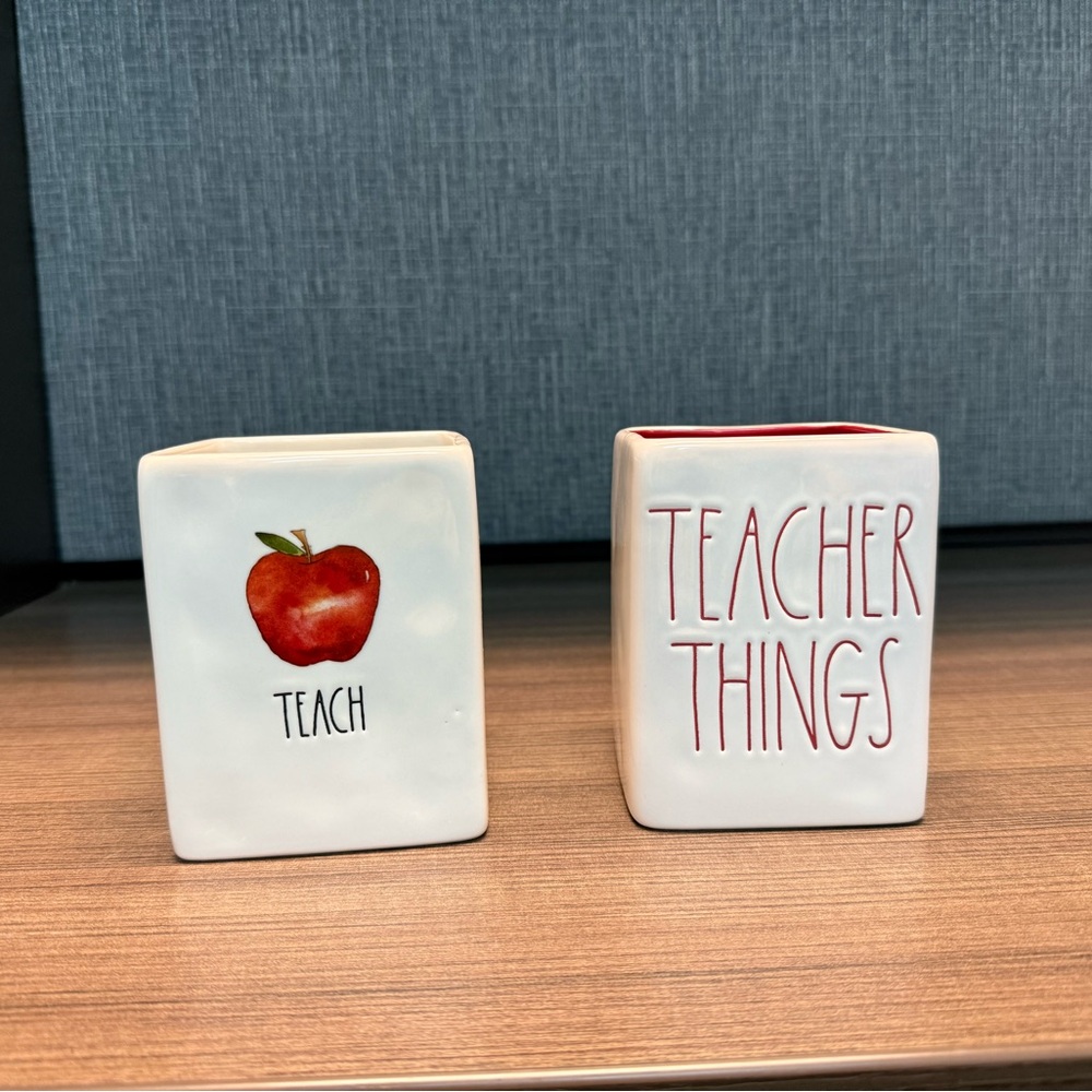 Rae Dunn White and Red Teacher Pen Holders